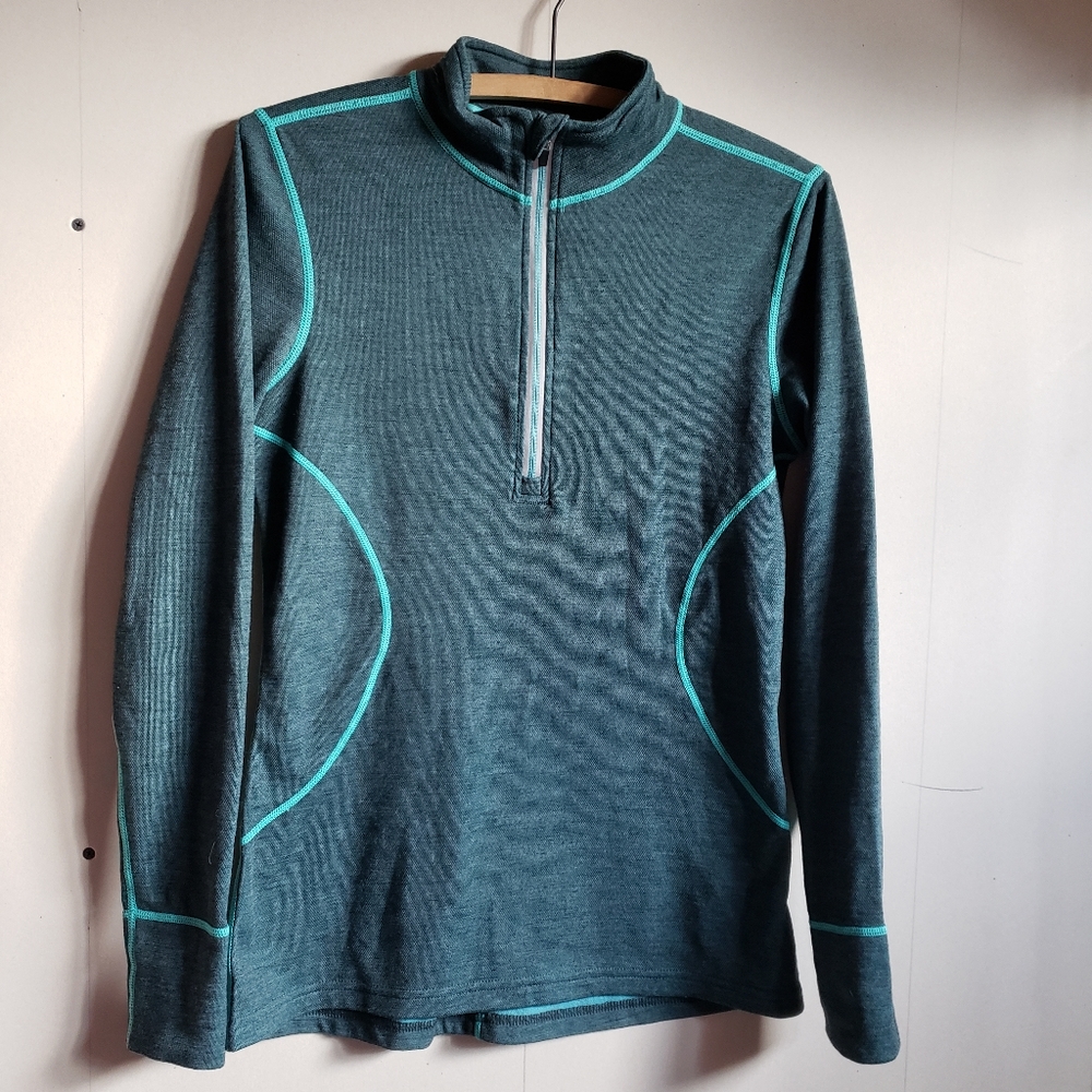 Teal Wind River Ladies Wool Base Layer Long Sleeve T-Max Heat, Size Small